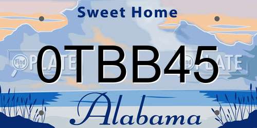 0TBB45 Alabama License Plate