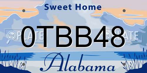 0TBB48 Alabama License Plate