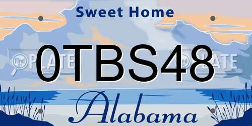 0TBS48 Alabama License Plate