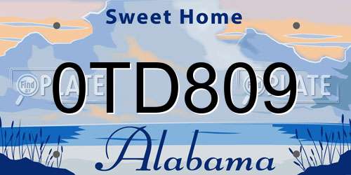 0TD809 Alabama License Plate