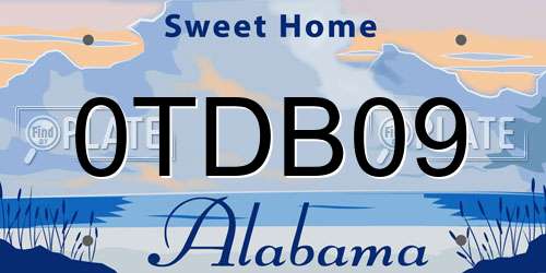 0TDB09 Alabama License Plate