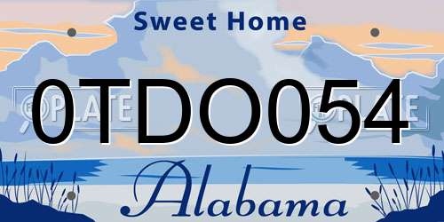 0TDO054 Alabama License Plate