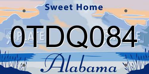 0TDQ084 Alabama License Plate