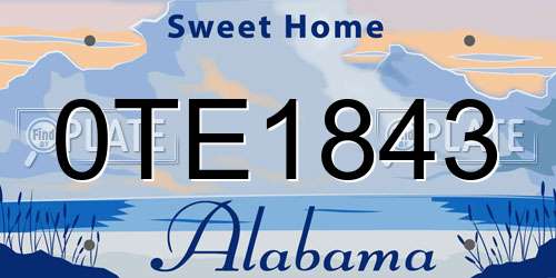 0TE1843 Alabama License Plate