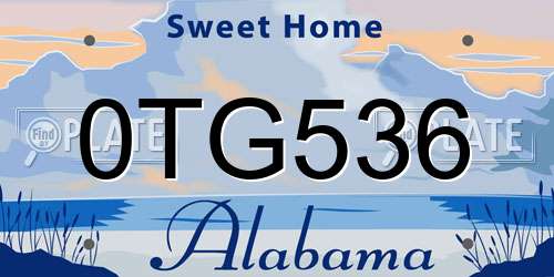 0TG536 Alabama License Plate