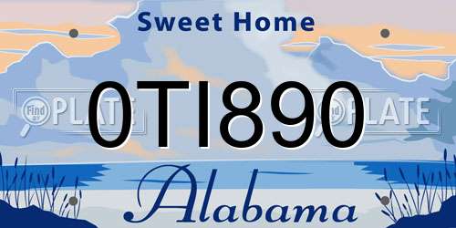 0TI890 Alabama License Plate