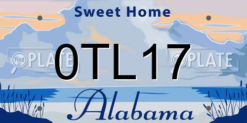 0TL17 Alabama License Plate