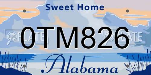 0TM826 Alabama License Plate