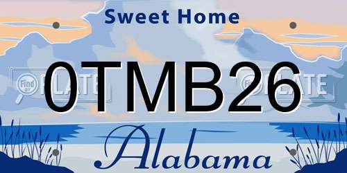 0TMB26 Alabama License Plate