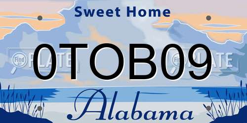 0TOB09 Alabama License Plate