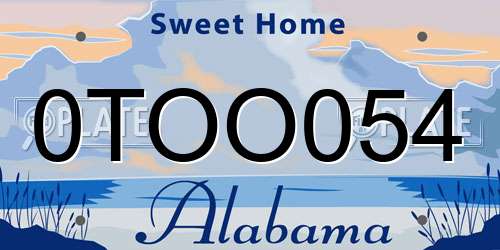 0TOO054 Alabama License Plate
