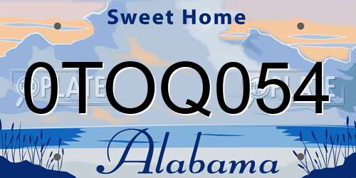 0TOQ054 Alabama License Plate