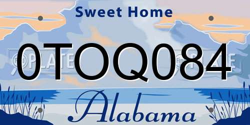 0TOQ084 Alabama License Plate
