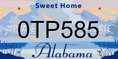 0TP585 Alabama License Plate