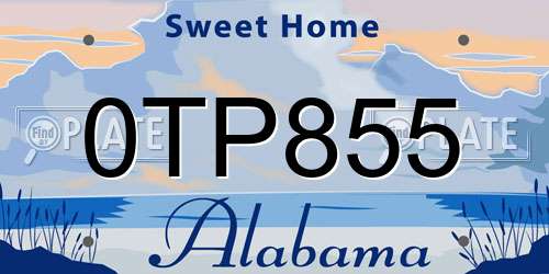 0TP855 Alabama License Plate