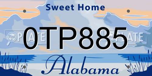 0TP885 Alabama License Plate