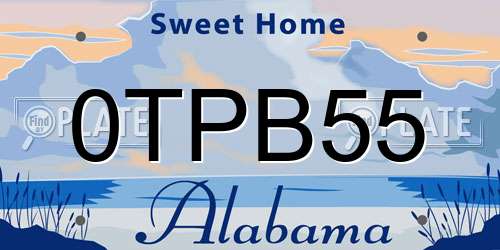 0TPB55 Alabama License Plate