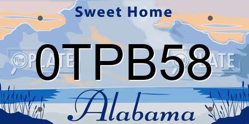 0TPB58 Alabama License Plate