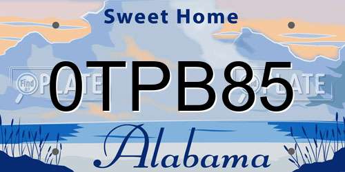 0TPB85 Alabama License Plate