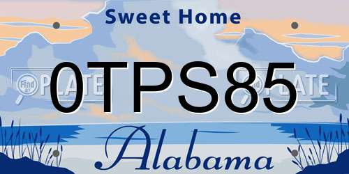 0TPS85 Alabama License Plate