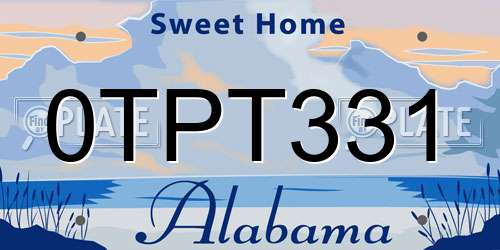 0TPT331 Alabama License Plate