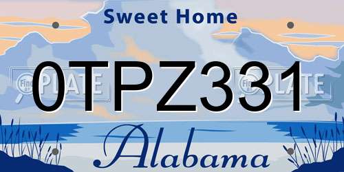 0TPZ331 Alabama License Plate