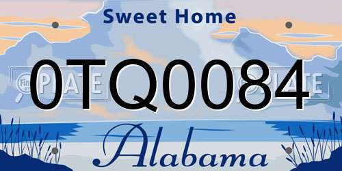 0TQ0084 Alabama License Plate