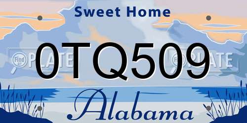 0TQ509 Alabama License Plate