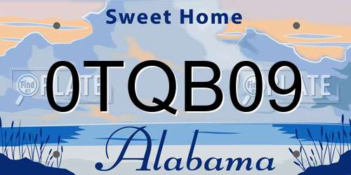 0TQB09 Alabama License Plate