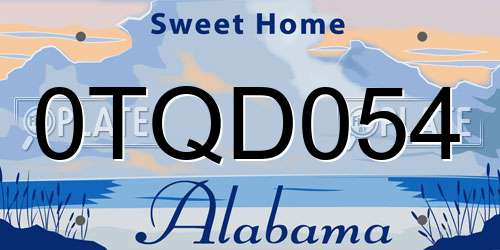 0TQD054 Alabama License Plate