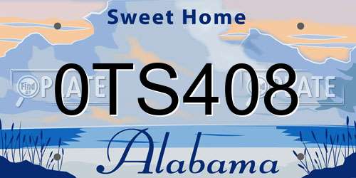 0TS408 Alabama License Plate