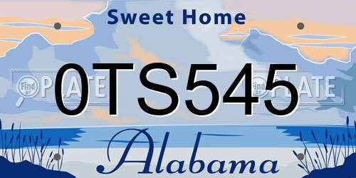 0TS545 Alabama License Plate