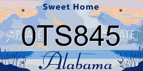 0TS845 Alabama License Plate