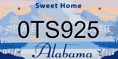0TS925 Alabama License Plate
