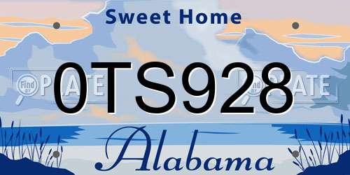 0TS928 Alabama License Plate