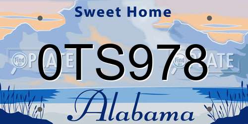 0TS978 Alabama License Plate
