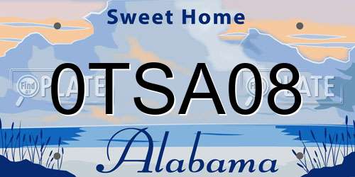 0TSA08 Alabama License Plate