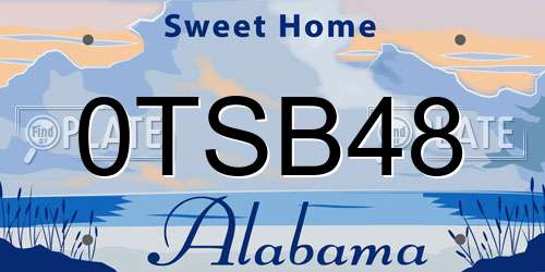 0TSB48 Alabama License Plate