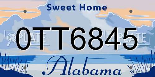 0TT6845 Alabama License Plate