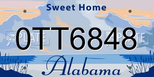 0TT6848 Alabama License Plate