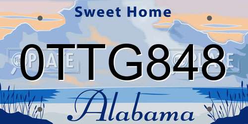 0TTG848 Alabama License Plate