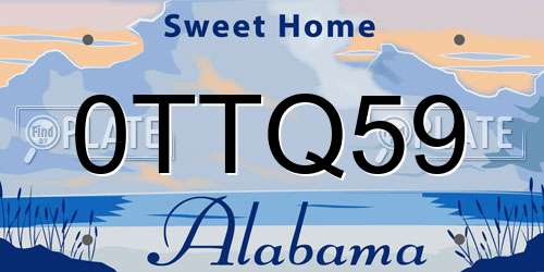 0TTQ59 Alabama License Plate