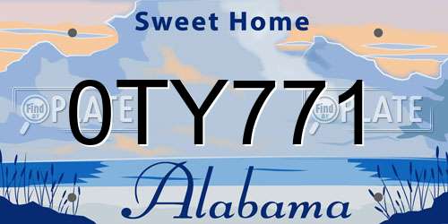 0TY771 Alabama License Plate