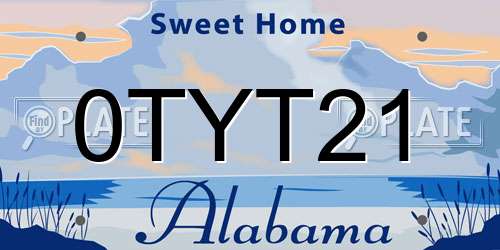 0TYT21 Alabama License Plate