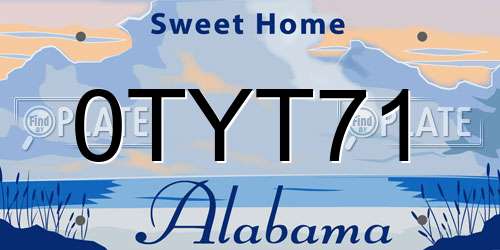 0TYT71 Alabama License Plate