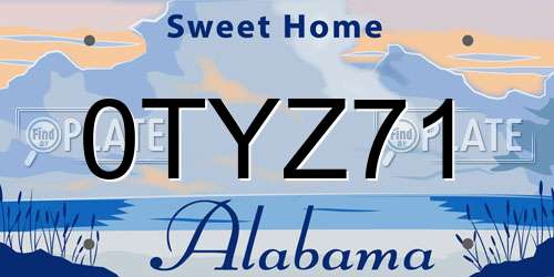 0TYZ71 Alabama License Plate