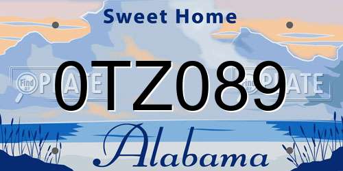 0TZ089 Alabama License Plate