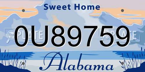 0U89759 Alabama License Plate