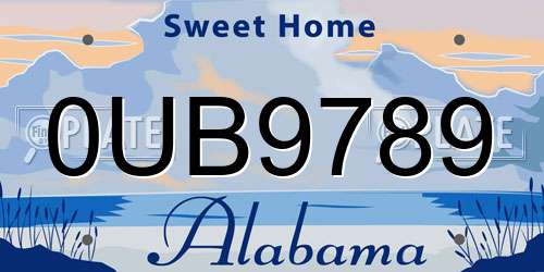 0UB9789 Alabama License Plate