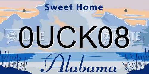 0UCK08 Alabama License Plate